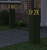 VidaXL Solar LED Pad Licht 2 pcs Olijf Groen Koudgewalst staal