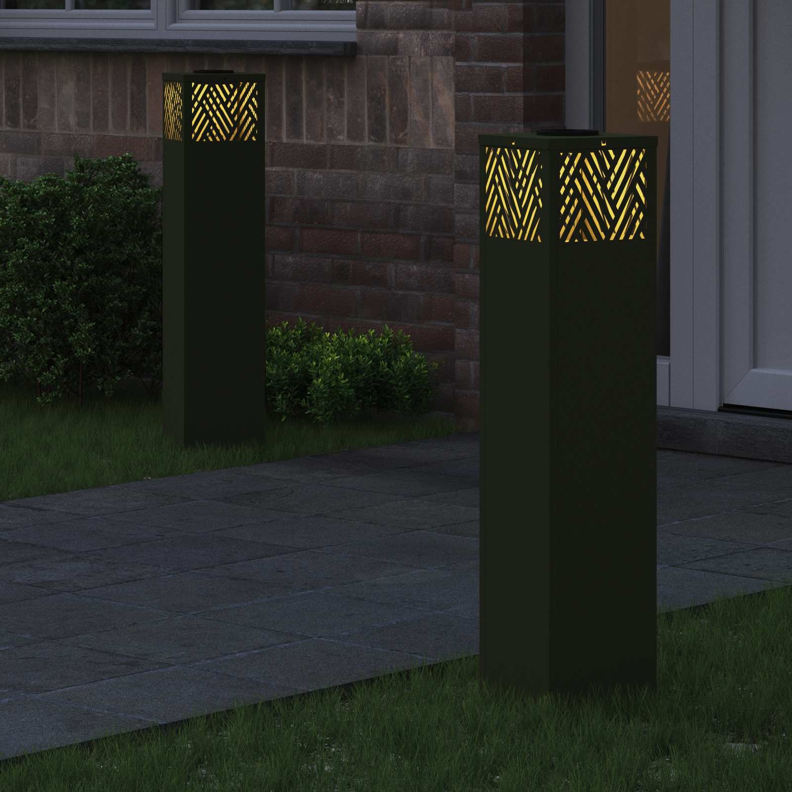 VidaXL Solar LED Pad Licht 2 pcs Olijf Groen Koudgewalst staal