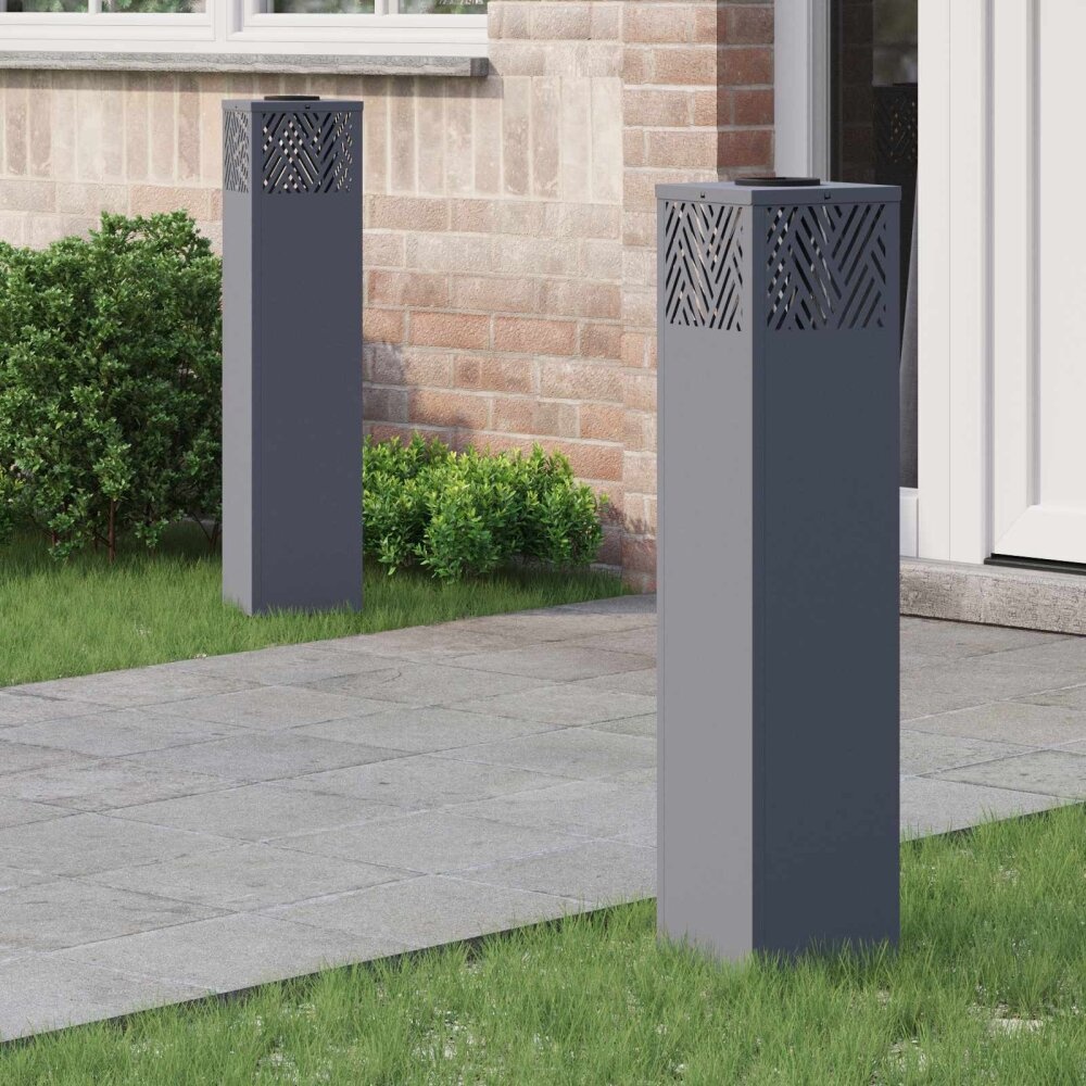 VidaXL Solar LED Pad Licht Visgraat 2 pcs Antraciet Koudgewalst staal