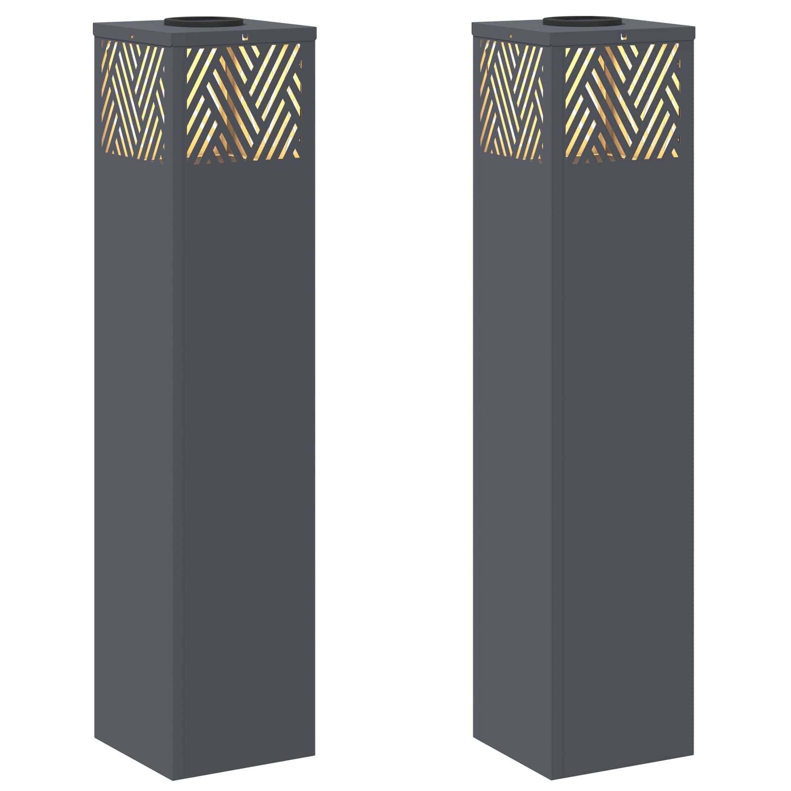 VidaXL Solar LED Pad Licht Visgraat 2 pcs Antraciet Koudgewalst staal