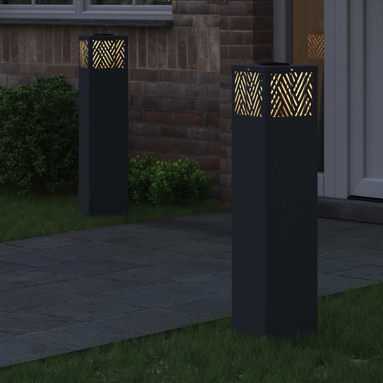 VidaXL Solar LED Pad Licht Visgraat 2 pcs Antraciet Koudgewalst staal