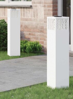 VidaXL Solar LED Pad Licht Visgraat 2 pcs Wit Koudgewalst staal