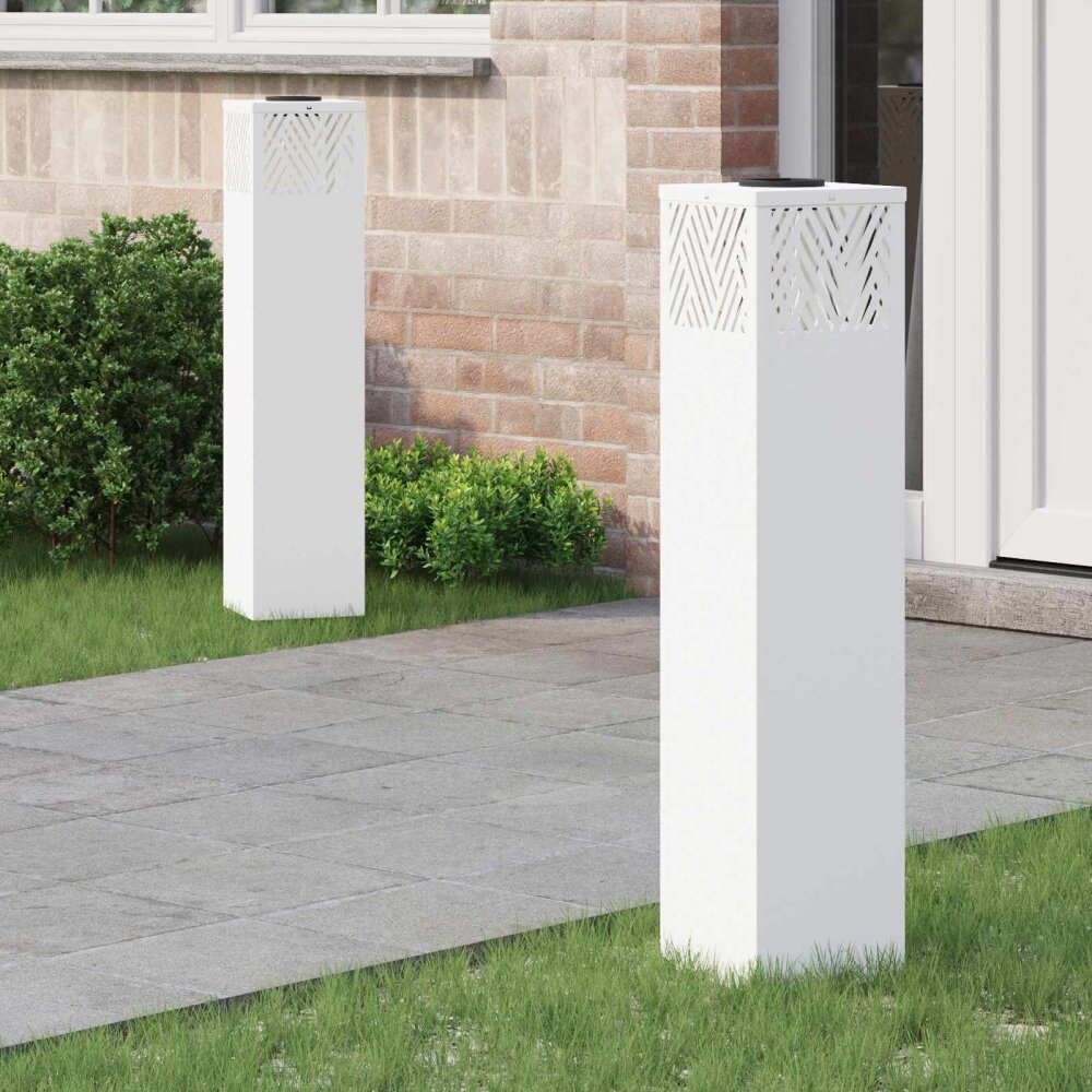 VidaXL Solar LED Pad Licht Visgraat 2 pcs Wit Koudgewalst staal