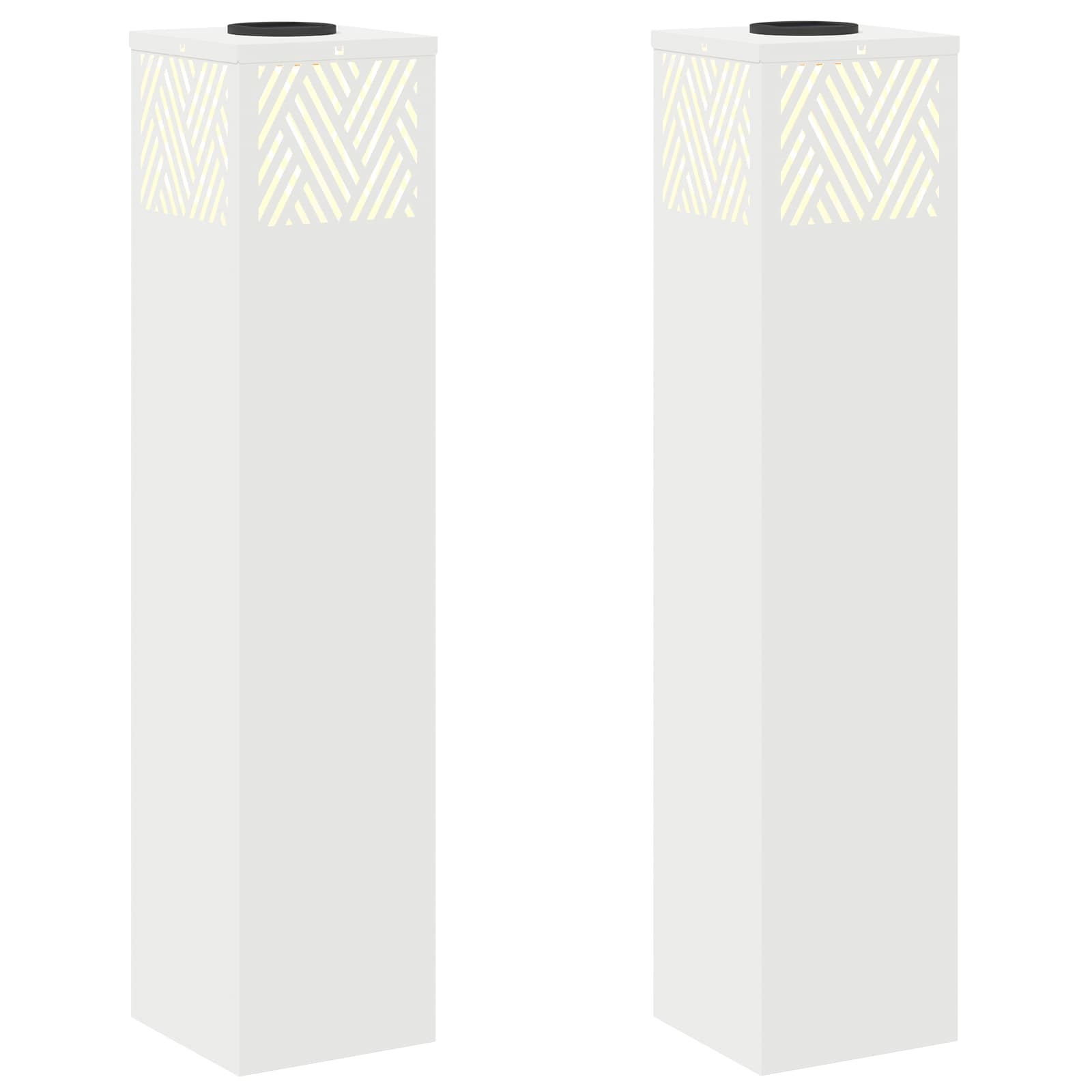 VidaXL Solar LED Pad Licht Visgraat 2 pcs Wit Koudgewalst staal