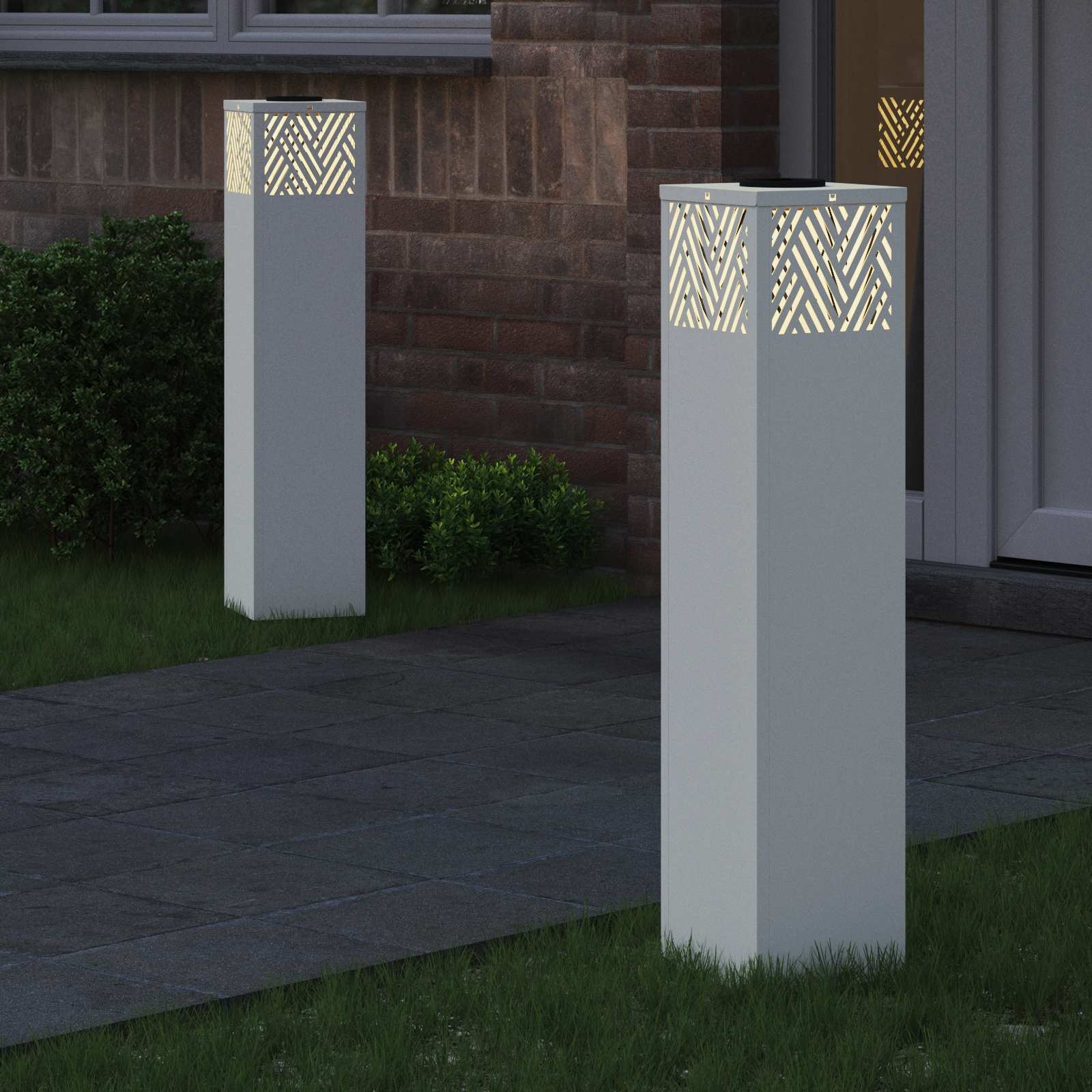 VidaXL Solar LED Pad Licht Visgraat 2 pcs Wit Koudgewalst staal