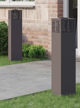 VidaXL Solar LED Pad Licht Visgraat 2 pcs Zwart Koudgewalst staal