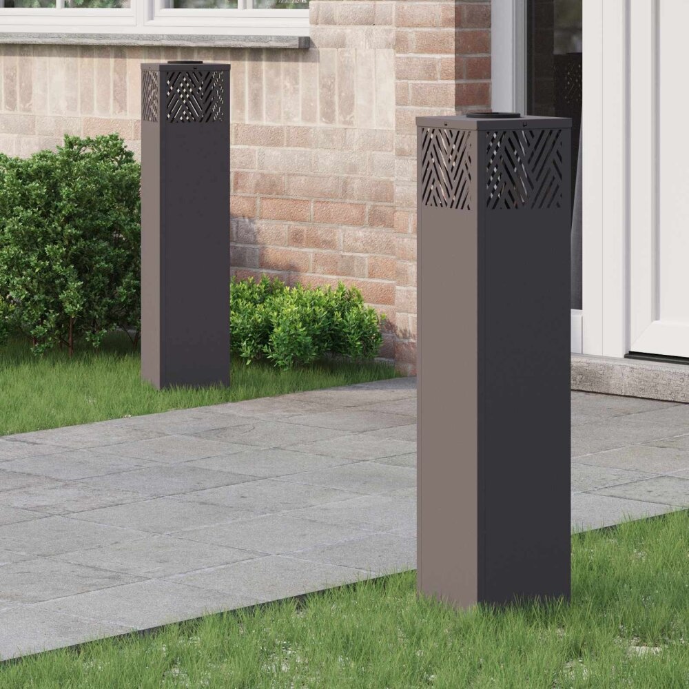 VidaXL Solar LED Pad Licht Visgraat 2 pcs Zwart Koudgewalst staal