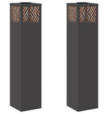 VidaXL Solar LED Pad Licht Visgraat 2 pcs Zwart Koudgewalst staal