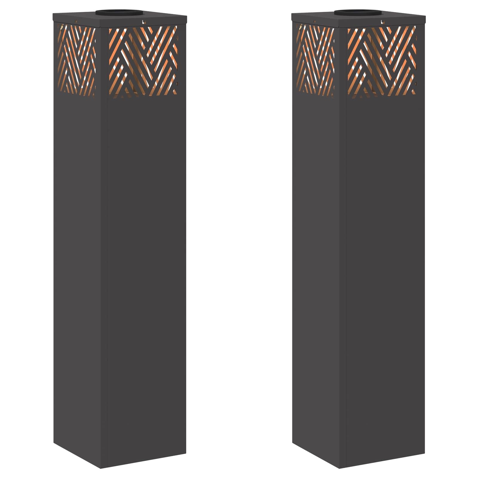 VidaXL Solar LED Pad Licht Visgraat 2 pcs Zwart Koudgewalst staal