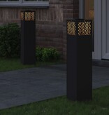 VidaXL Solar LED Pad Licht Visgraat 2 pcs Zwart Koudgewalst staal