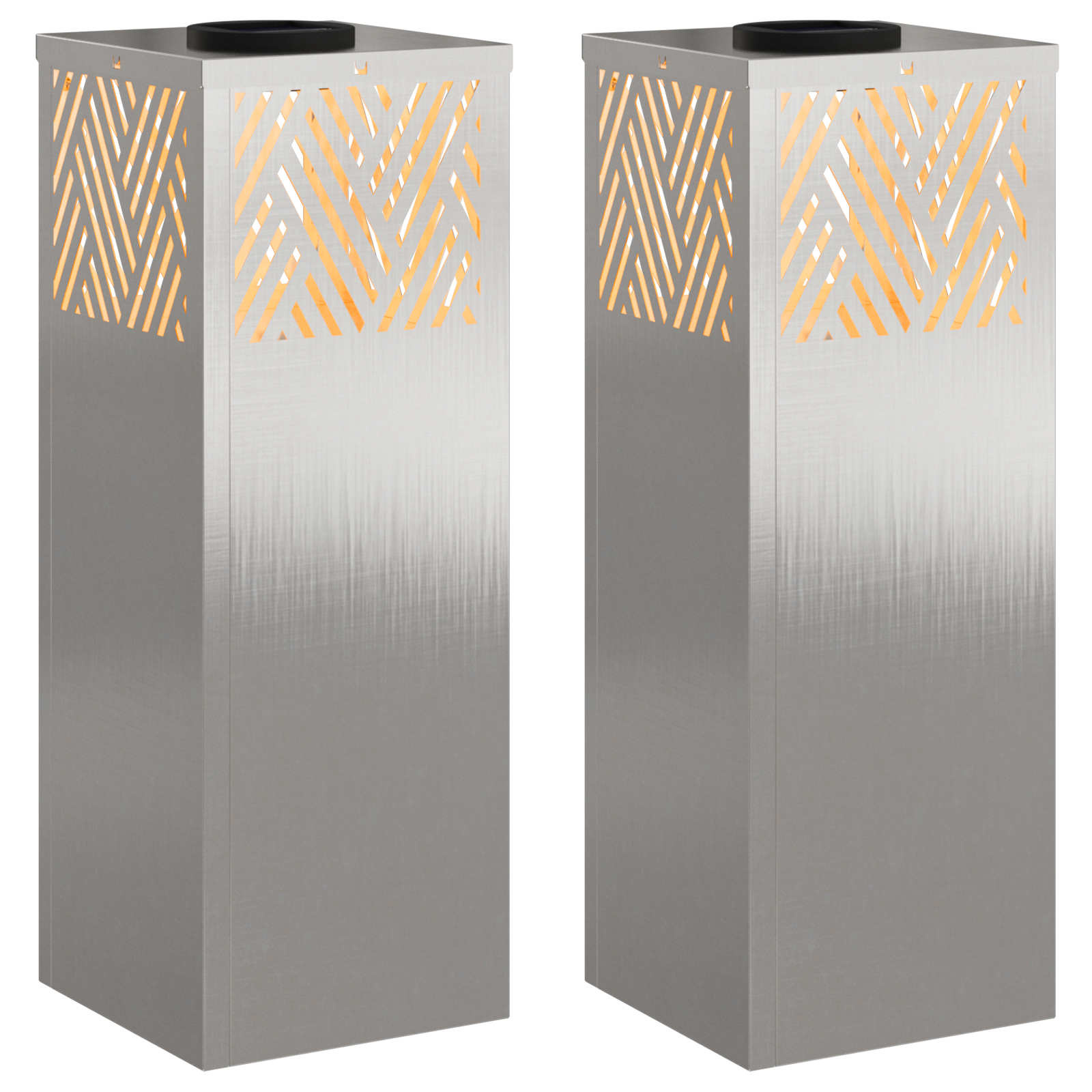 VidaXL Solar LED Pad Licht 2 pcs Roestvrij staal Roestvrij staal