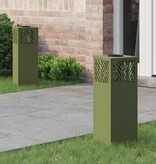 VidaXL Solar LED Pad Licht 2 pcs Olijf Groen Koudgewalst staal