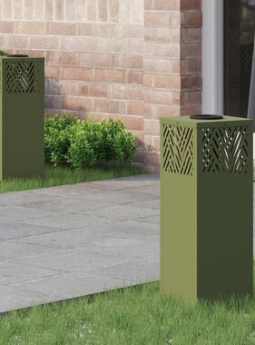 VidaXL Solar LED Pad Licht 2 pcs Olijf Groen Koudgewalst staal
