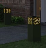 VidaXL Solar LED Pad Licht 2 pcs Olijf Groen Koudgewalst staal