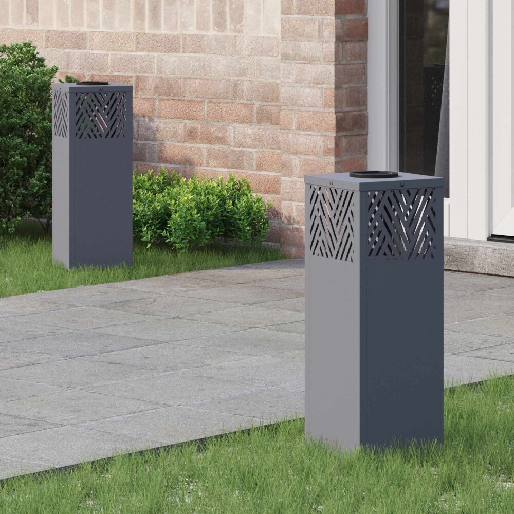 VidaXL Solar LED Pad Licht Visgraat 2 pcs Antraciet Koudgewalst staal