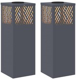 VidaXL Solar LED Pad Licht Visgraat 2 pcs Antraciet Koudgewalst staal