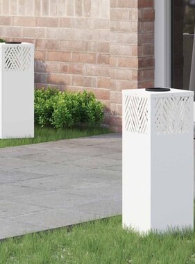VidaXL Solar LED Pad Licht Visgraat 2 pcs Wit Koudgewalst staal