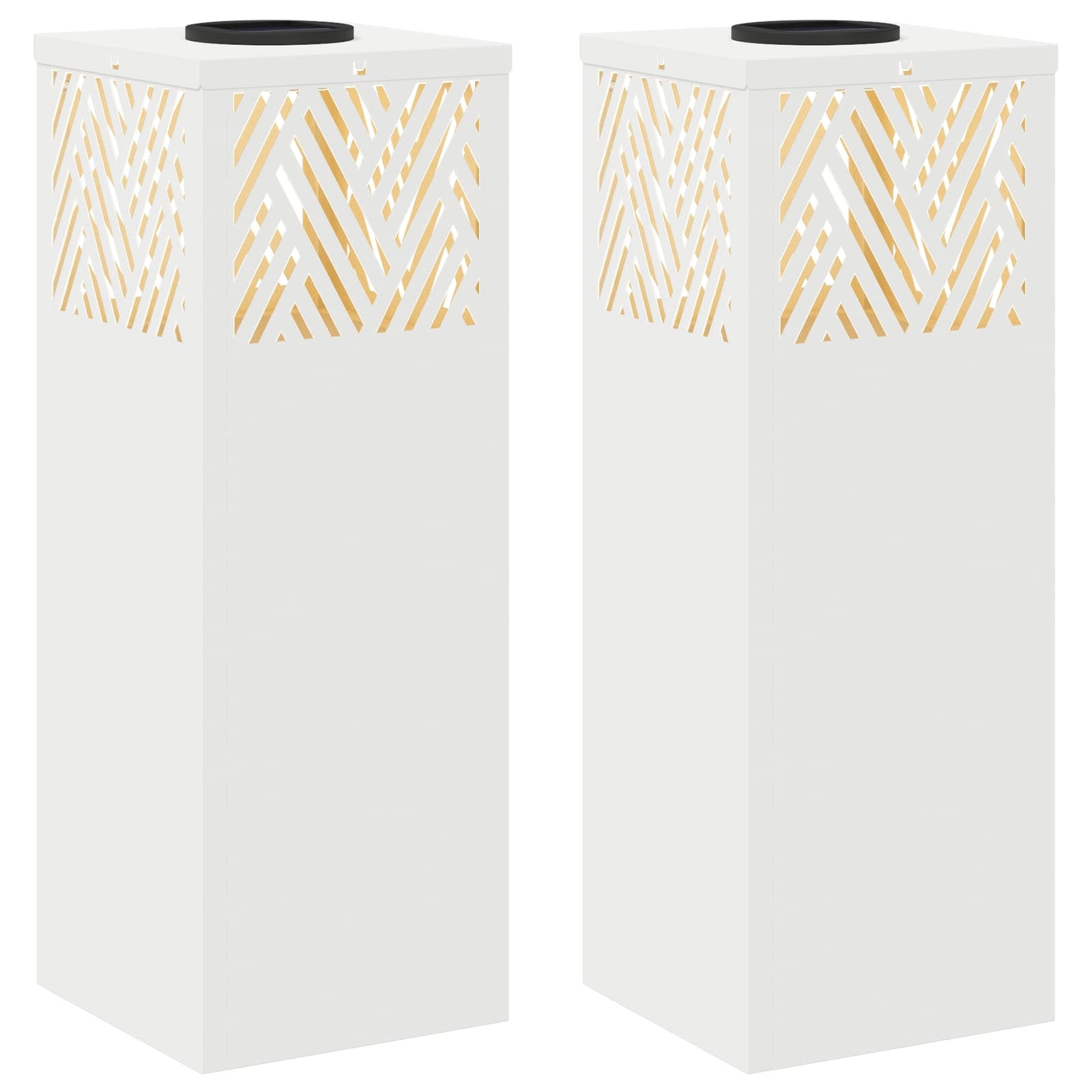 VidaXL Solar LED Pad Licht Visgraat 2 pcs Wit Koudgewalst staal