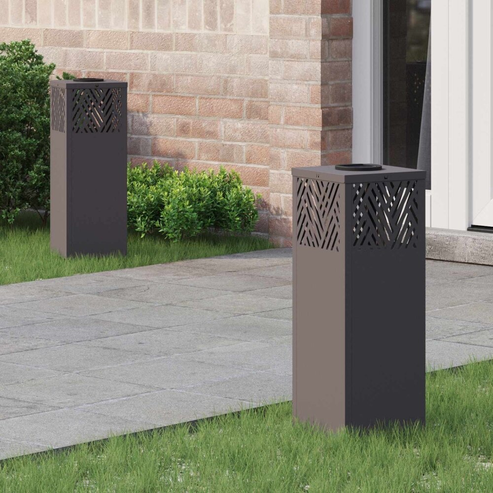 VidaXL Solar LED Pad Licht Visgraat 2 pcs Zwart Koudgewalst staal