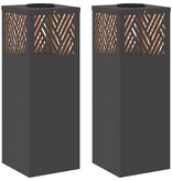 VidaXL Solar LED Pad Licht Visgraat 2 pcs Zwart Koudgewalst staal