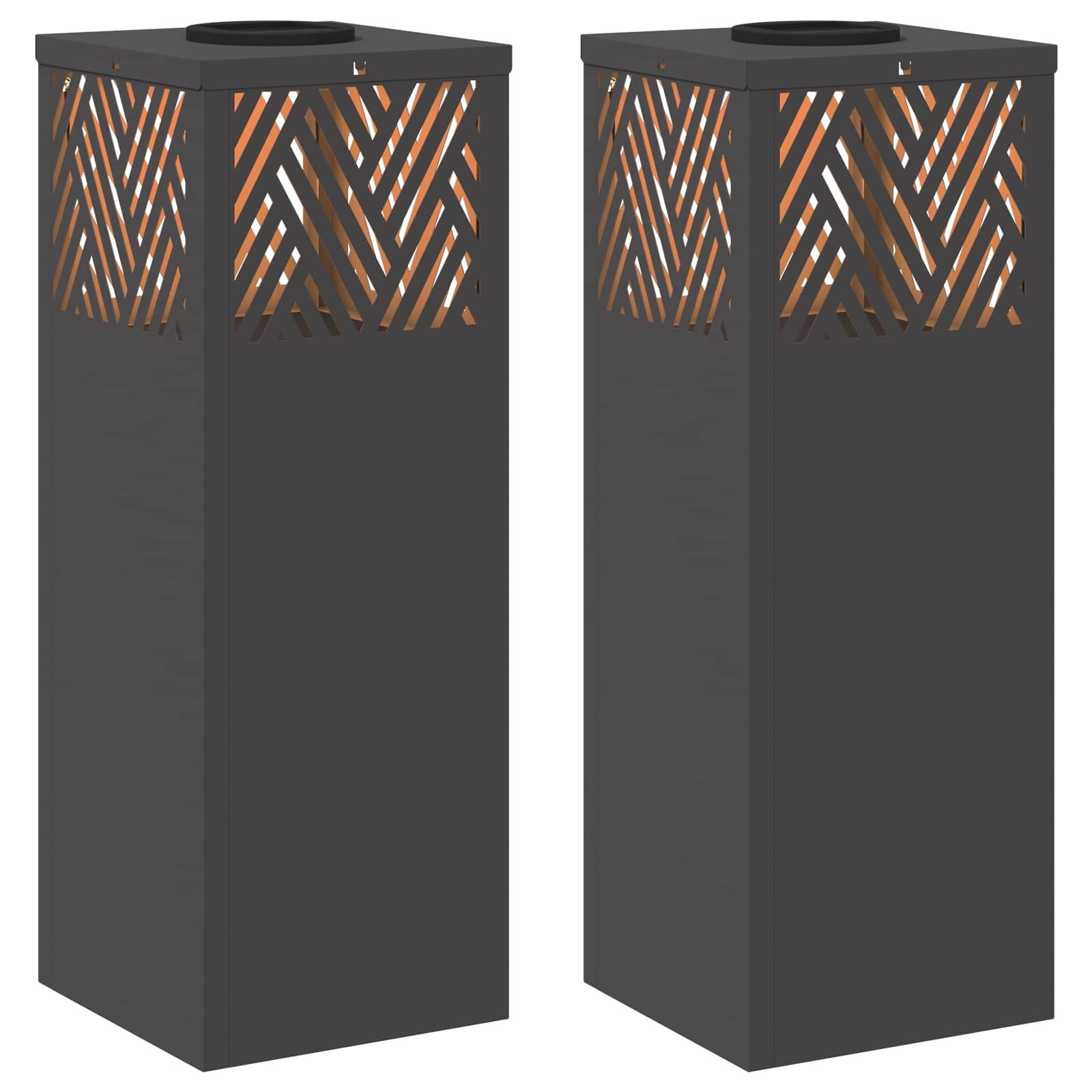 VidaXL Solar LED Pad Licht Visgraat 2 pcs Zwart Koudgewalst staal