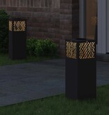 VidaXL Solar LED Pad Licht Visgraat 2 pcs Zwart Koudgewalst staal