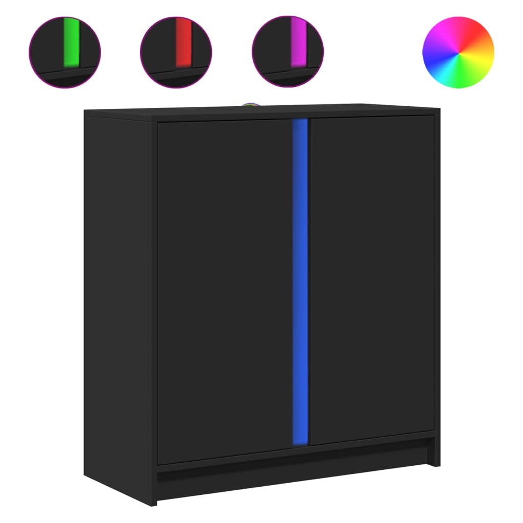 VidaXL Dressoir met LED 77x34x85 cm bewerkt hout zwart