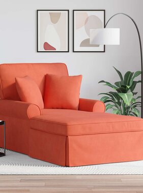 VidaXL Chaise Lounge met Rok met kussen Rood-oranje 91 x 157 x 91 cm