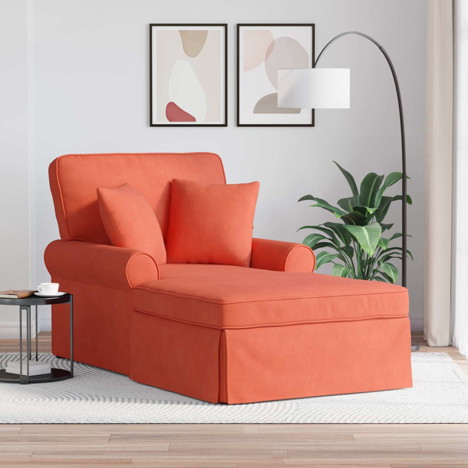 VidaXL Chaise Lounge met Rok met kussen Rood-oranje 91 x 157 x 91 cm
