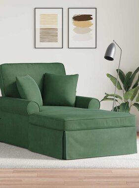 VidaXL Chaise Lounge met Rok met kussen Jungle Groen 91 x 157 x 91 cm