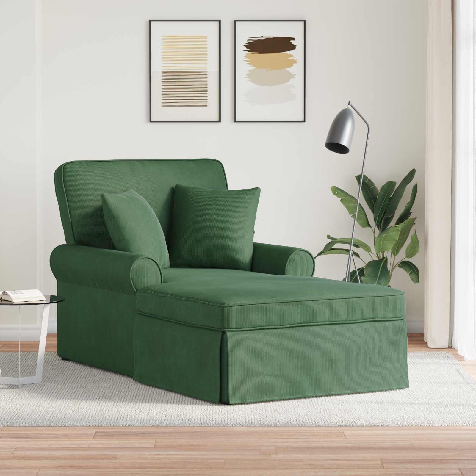 VidaXL Chaise Lounge met Rok met kussen Jungle Groen 91 x 157 x 91 cm