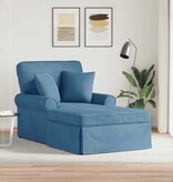 VidaXL Chaise Lounge met Rok Blauw 91 x 157 x 91 cm Geribbelde Stof