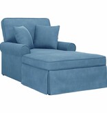 VidaXL Chaise Lounge met Rok Blauw 91 x 157 x 91 cm Geribbelde Stof