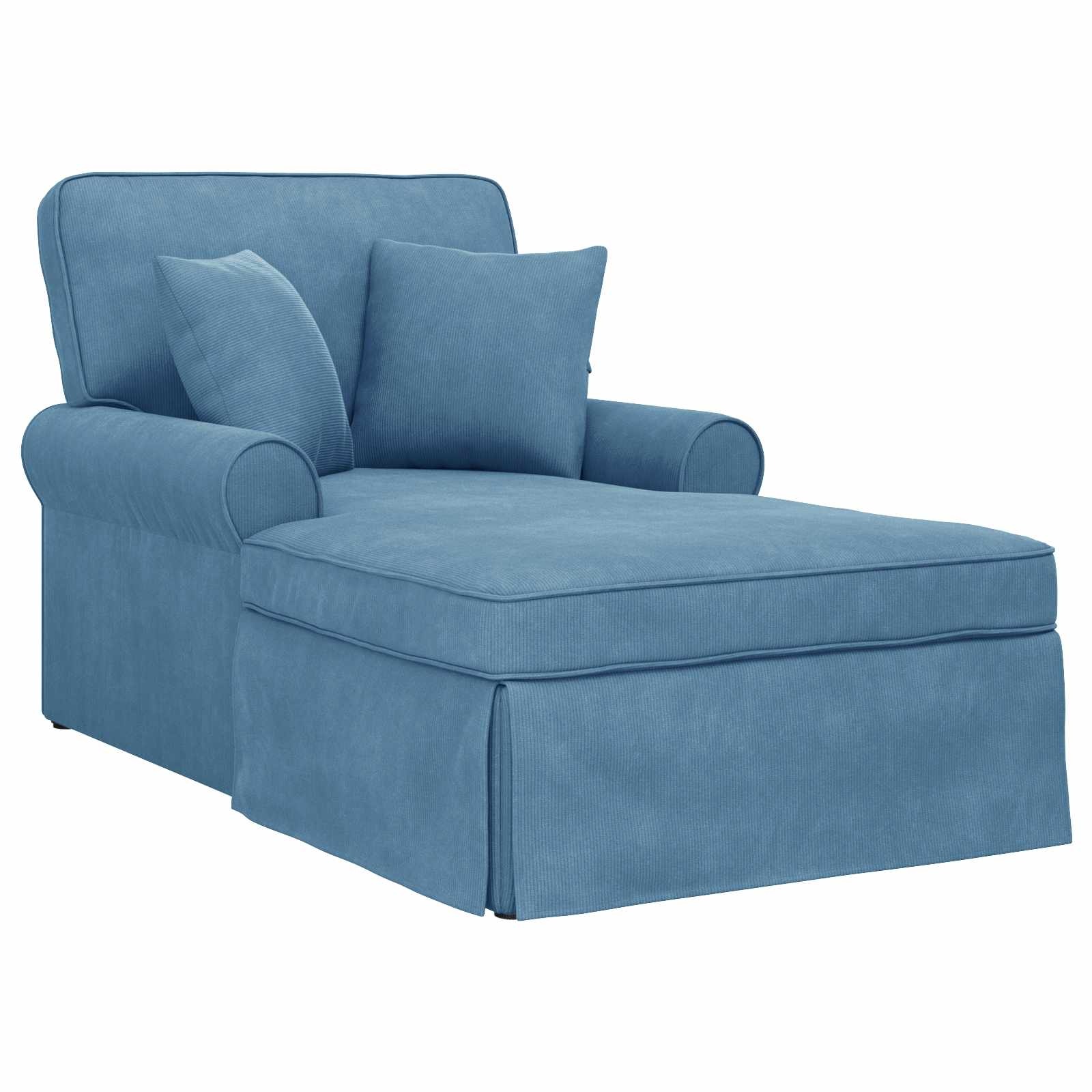 VidaXL Chaise Lounge met Rok Blauw 91 x 157 x 91 cm Geribbelde Stof