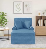 VidaXL Chaise Lounge met Rok Blauw 91 x 157 x 91 cm Geribbelde Stof