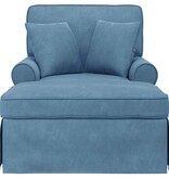 VidaXL Chaise Lounge met Rok Blauw 91 x 157 x 91 cm Geribbelde Stof
