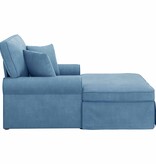 VidaXL Chaise Lounge met Rok Blauw 91 x 157 x 91 cm Geribbelde Stof