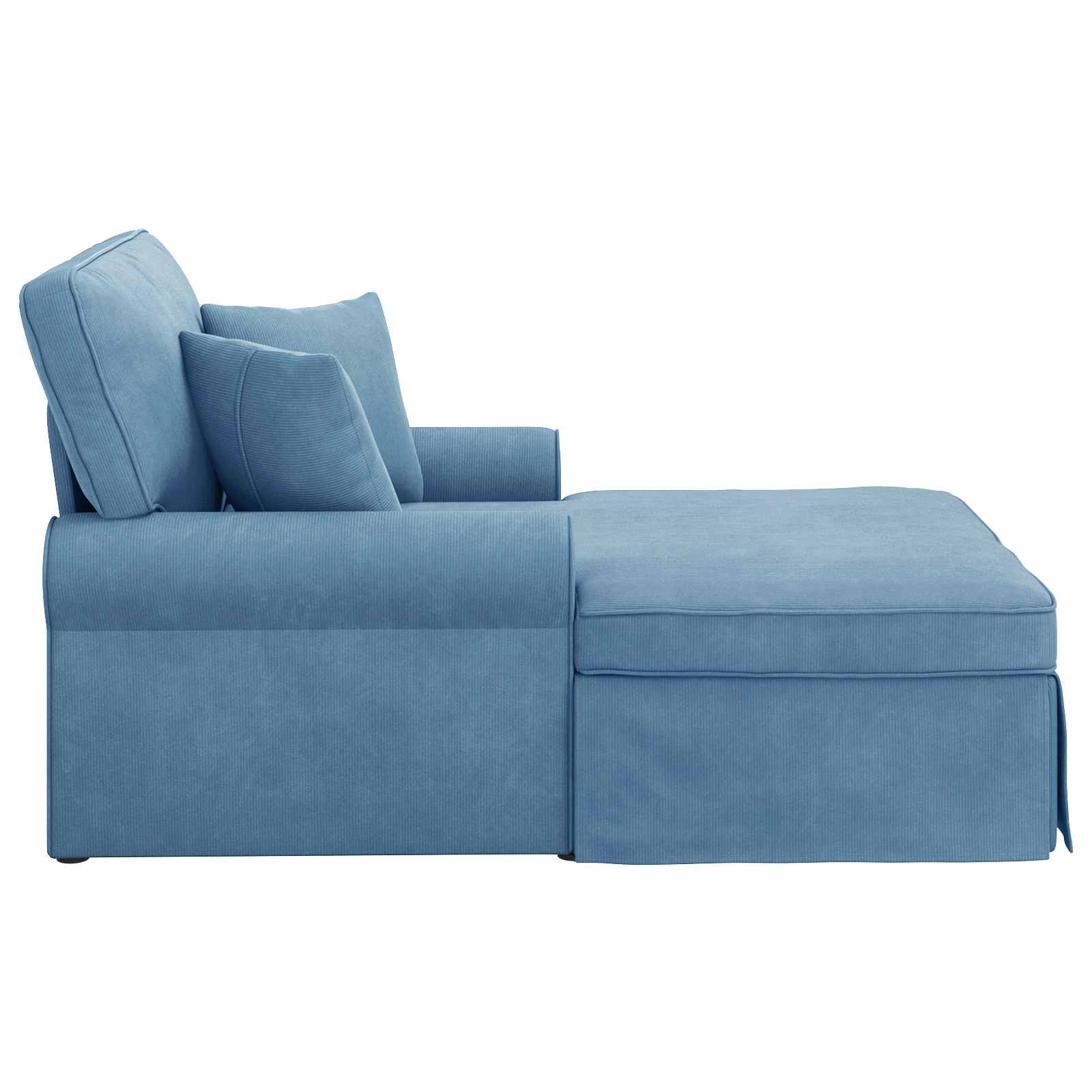 VidaXL Chaise Lounge met Rok Blauw 91 x 157 x 91 cm Geribbelde Stof