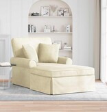 VidaXL Chaise Lounge met Rok Crème 91 x 157 x 91 cm Geribbelde Stof