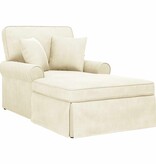 VidaXL Chaise Lounge met Rok Crème 91 x 157 x 91 cm Geribbelde Stof