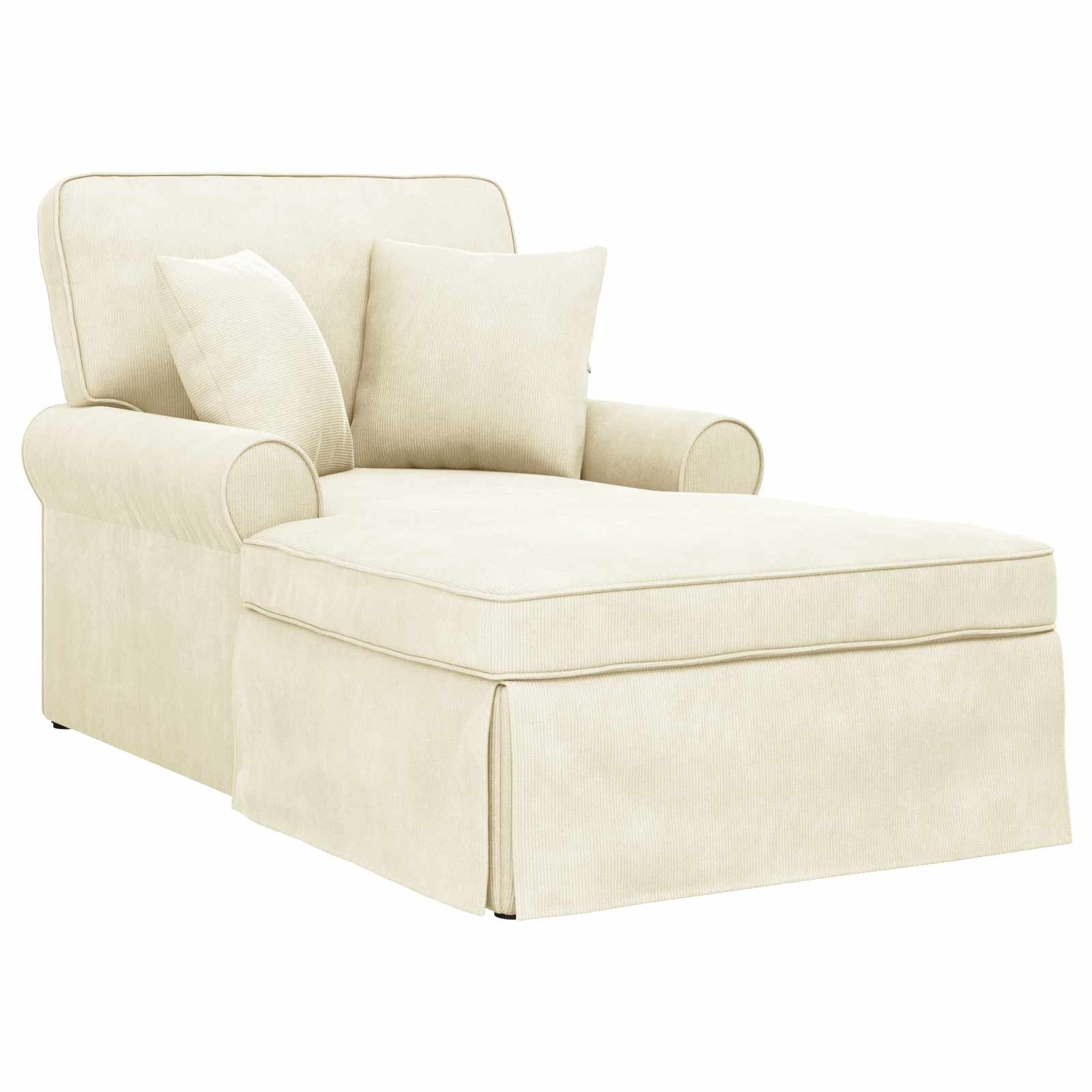 VidaXL Chaise Lounge met Rok Crème 91 x 157 x 91 cm Geribbelde Stof