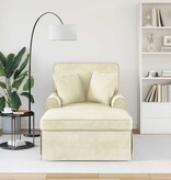 VidaXL Chaise Lounge met Rok Crème 91 x 157 x 91 cm Geribbelde Stof