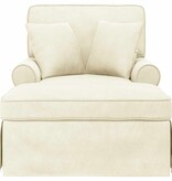 VidaXL Chaise Lounge met Rok Crème 91 x 157 x 91 cm Geribbelde Stof