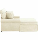 VidaXL Chaise Lounge met Rok Crème 91 x 157 x 91 cm Geribbelde Stof