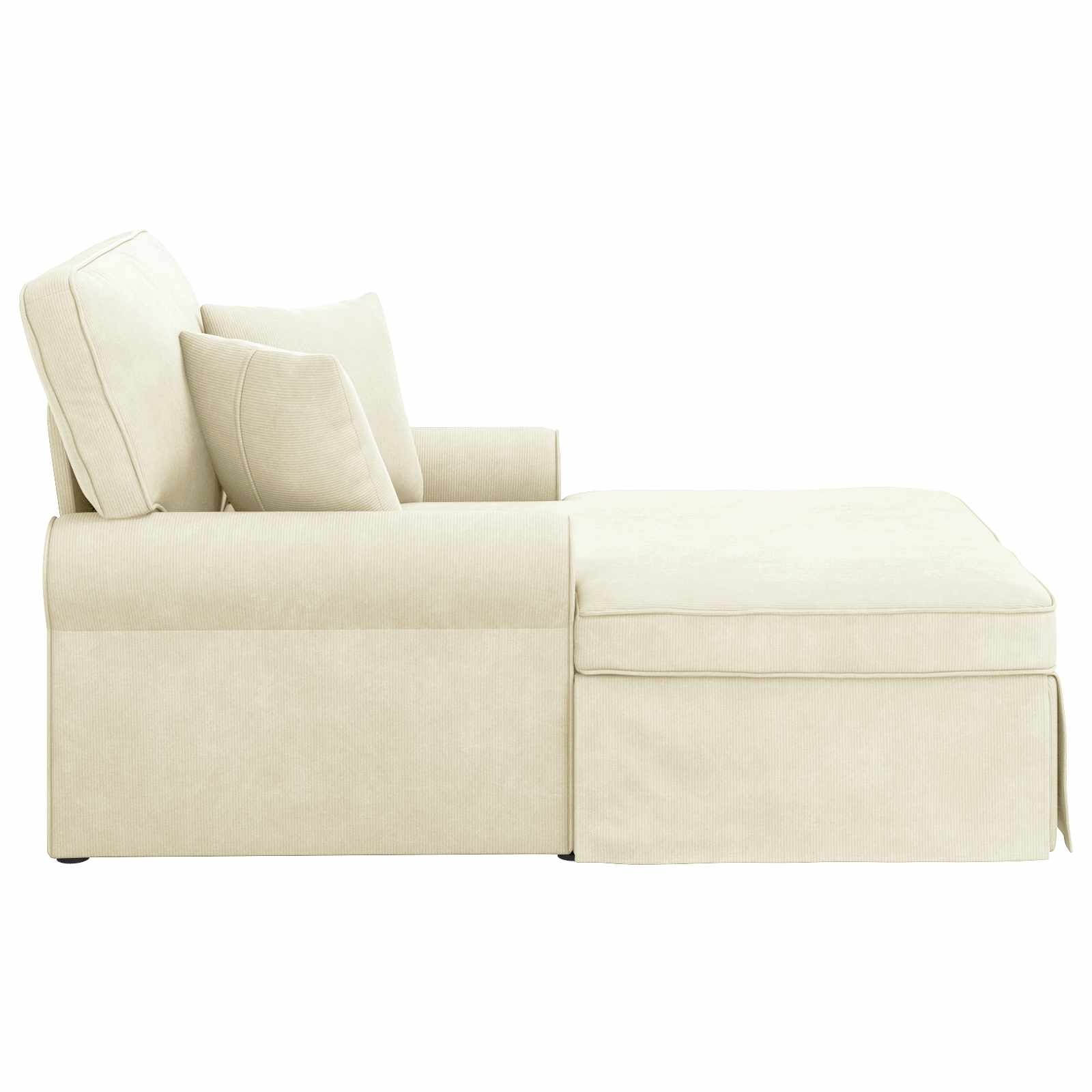 VidaXL Chaise Lounge met Rok Crème 91 x 157 x 91 cm Geribbelde Stof