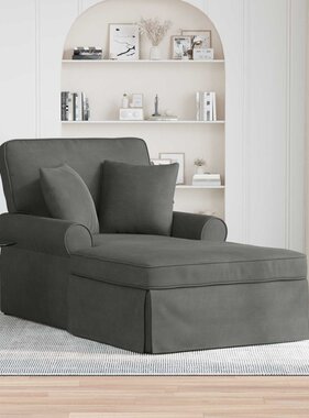 VidaXL Chaise Lounge met Rok met kussen Donkergrijs 91 x 157 x 91 cm