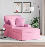 VidaXL Chaise Lounge met Rok met kussen Roze 91 x 157 x 91 cm Stof