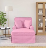 VidaXL Chaise Lounge met Rok met kussen Roze 91 x 157 x 91 cm Stof