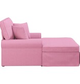 VidaXL Chaise Lounge met Rok met kussen Roze 91 x 157 x 91 cm Stof