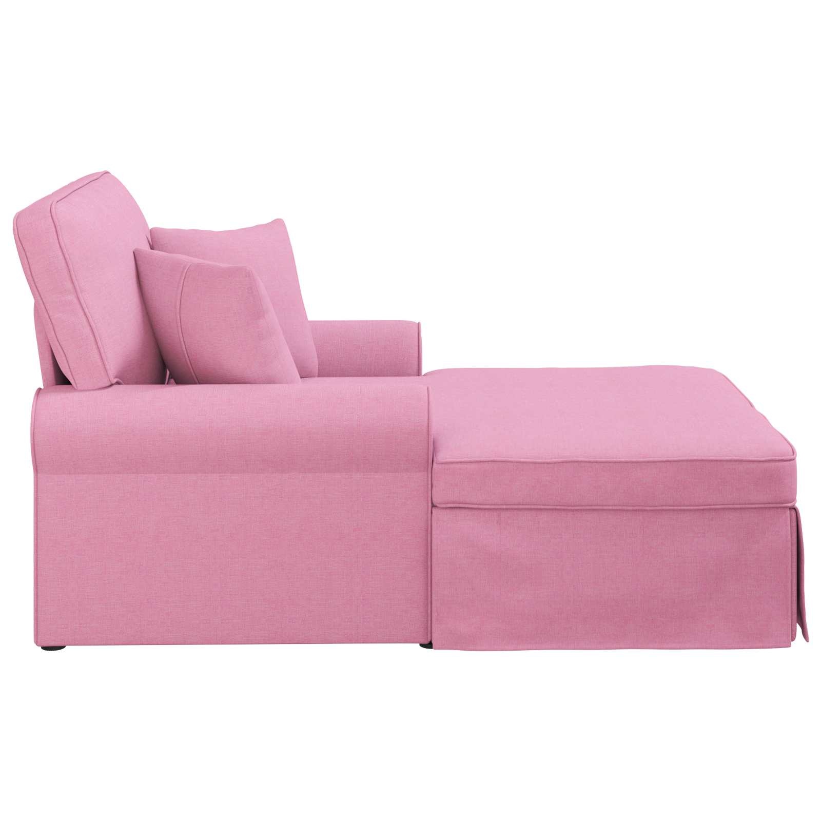 VidaXL Chaise Lounge met Rok met kussen Roze 91 x 157 x 91 cm Stof